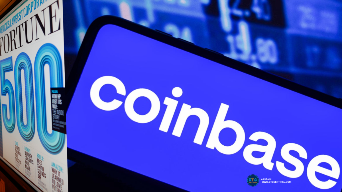 Coinbase entra nella lista Fortune 500 delle più grandi società statunitensi