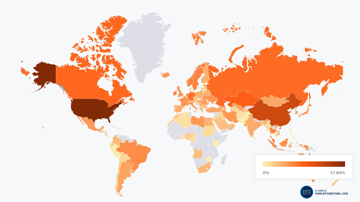 Bitcoin mining: la mappa mondiale del mining crypto