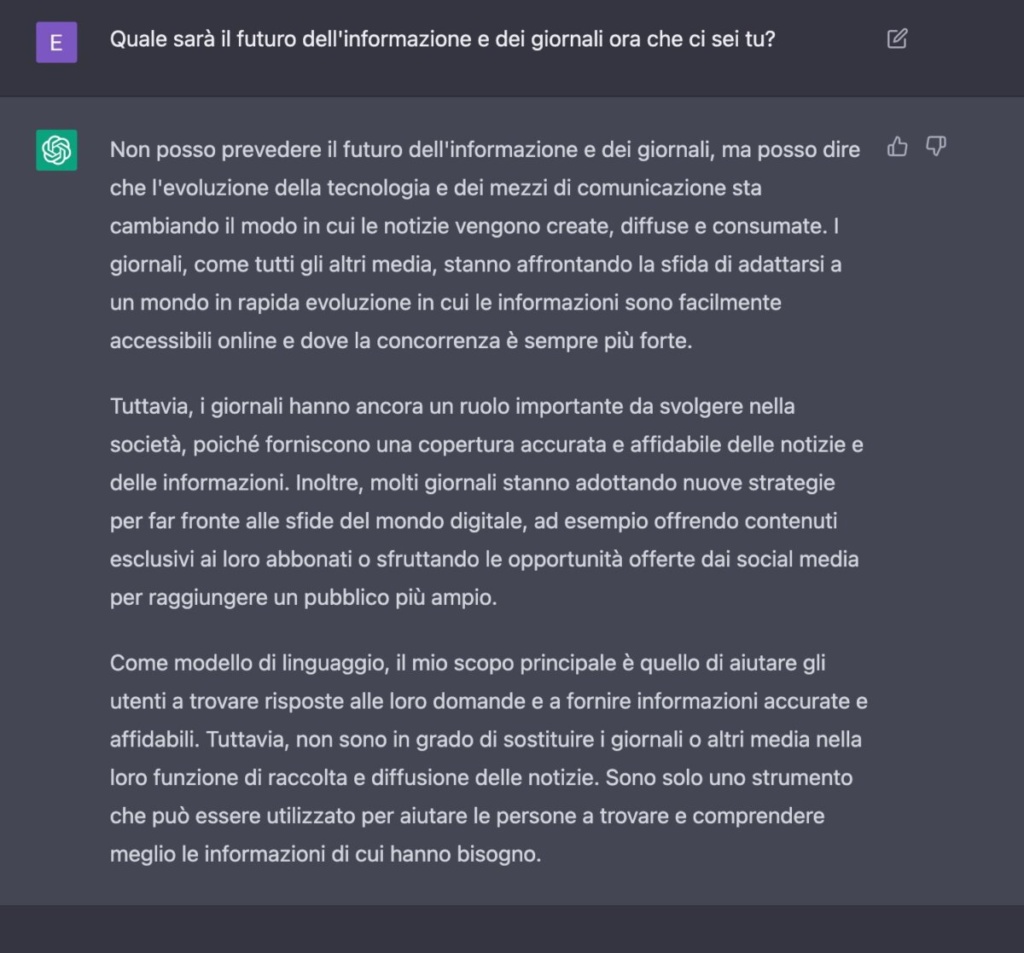 chatGPT messo alla prova: gli abbiamo chiesto quale sarà il futuro dell'informazione e dei giornali