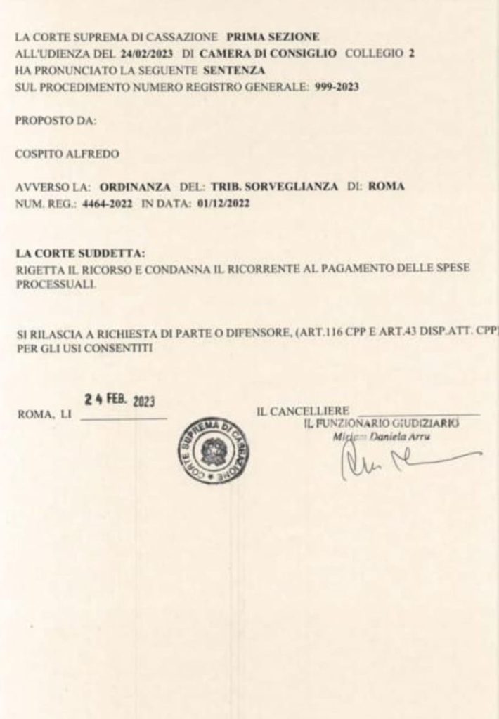 Cospito Cassazione