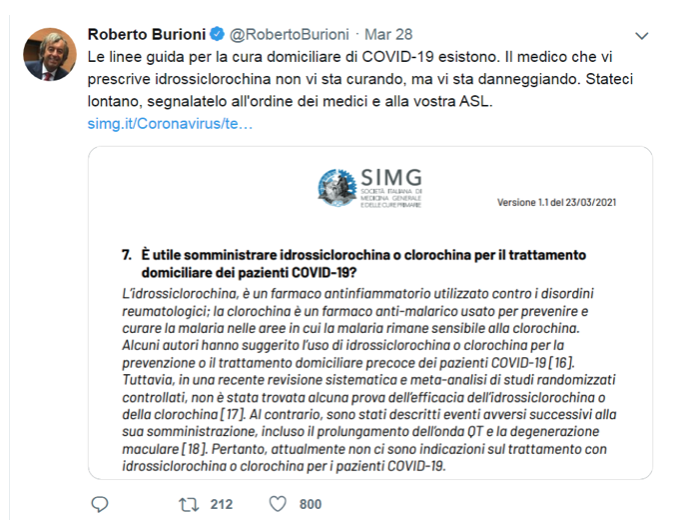 Burioni in Rai: i suoi tweet