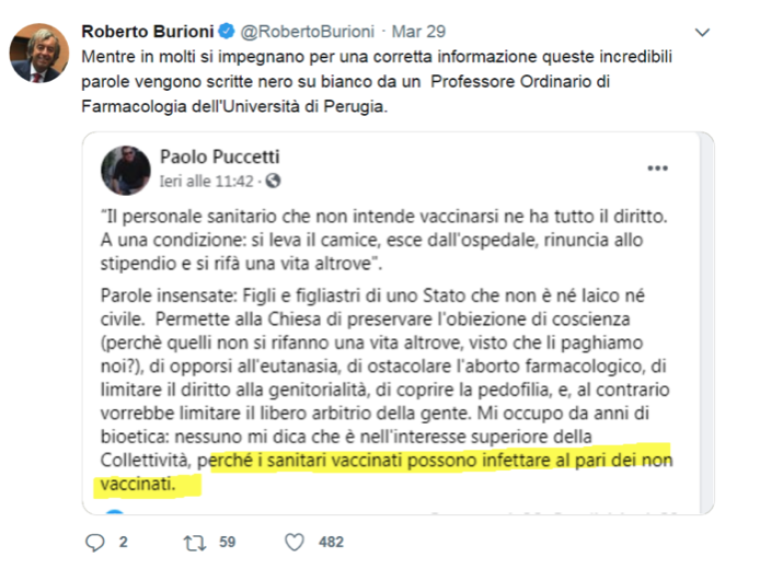 Burioni in Rai: i suoi tweet