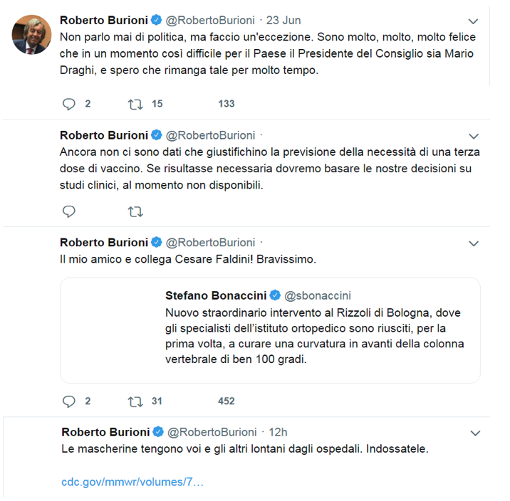 Burioni in Rai: i suoi tweet