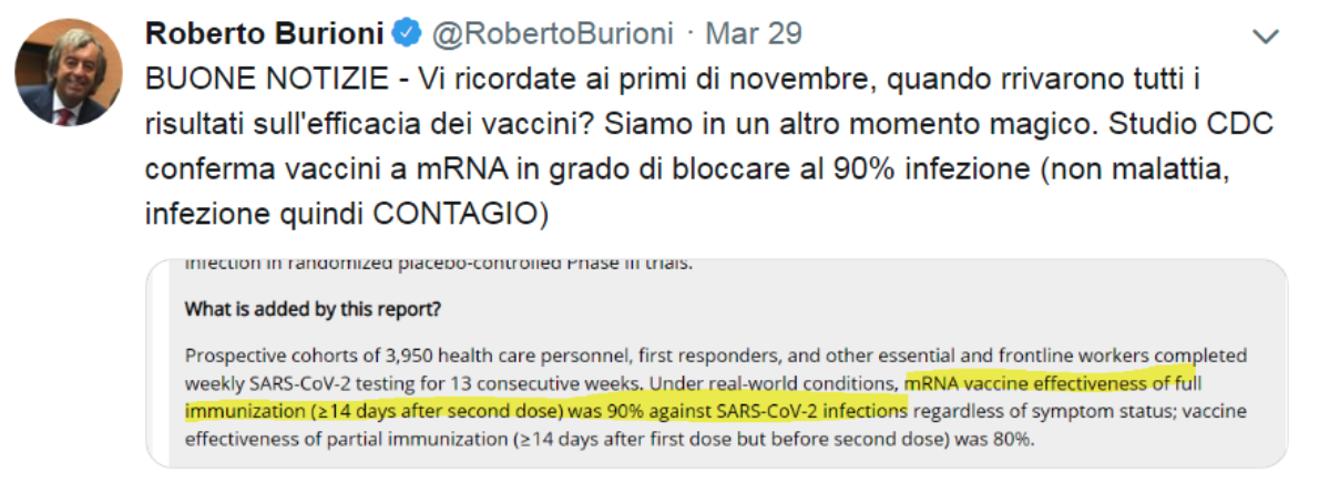 Burioni in Rai: i suoi tweet