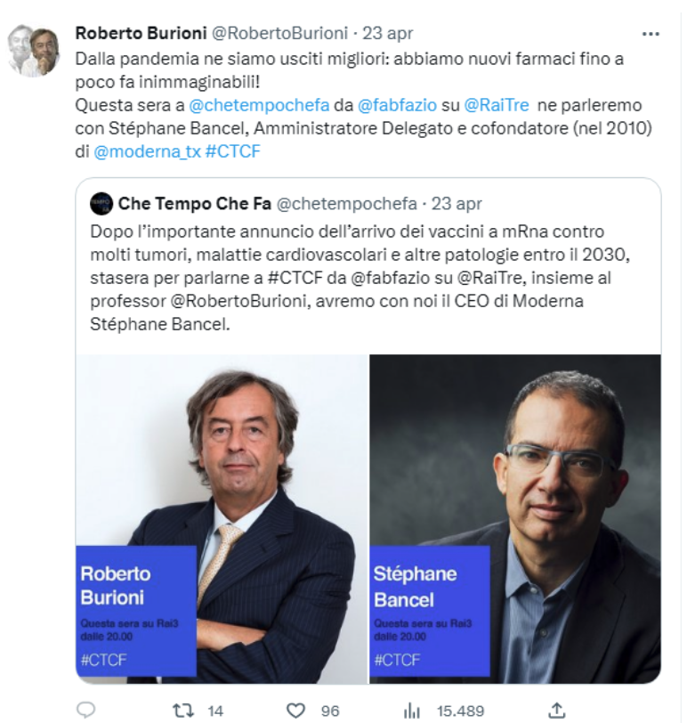 Burioni in Rai: i suoi tweet