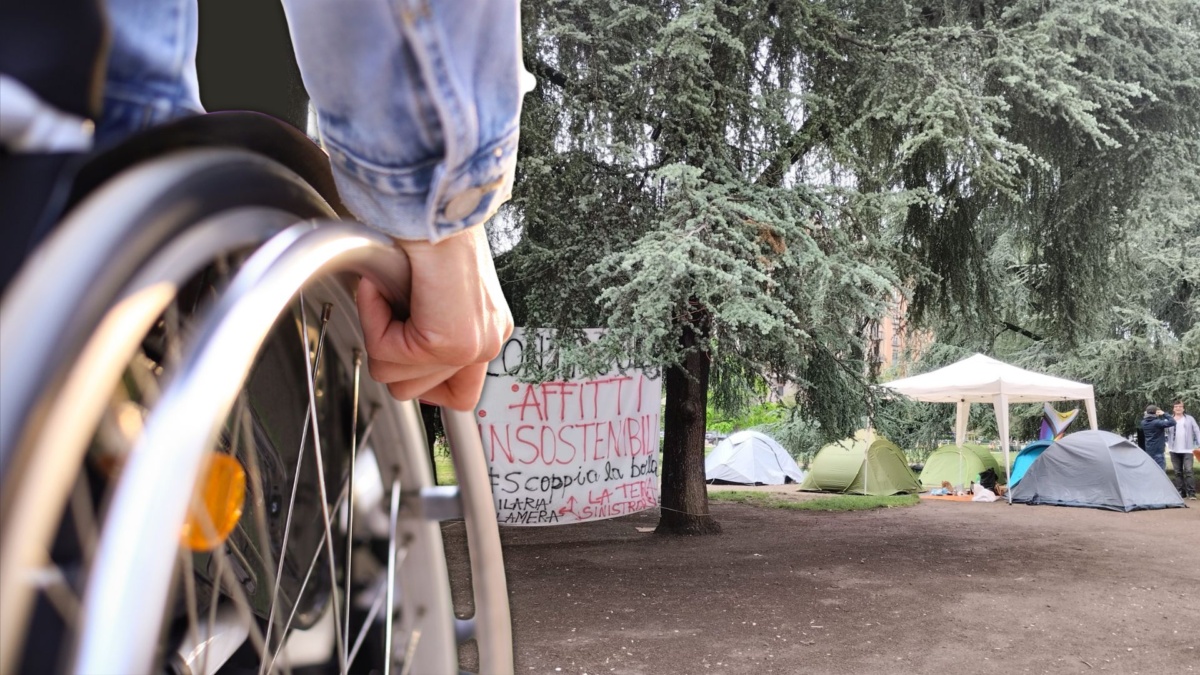disabile protesta tenda