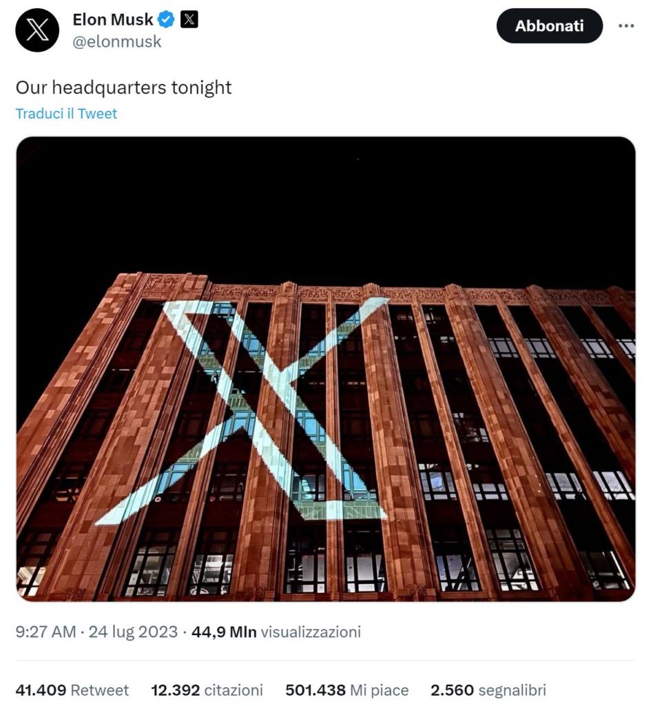 Elon Musk e il rebranding di Twitter in X Elon Musk e il rebranding di Twitter in X