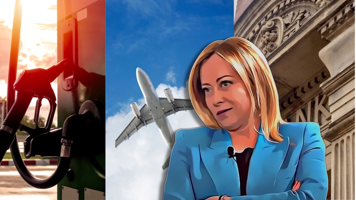 meloni benzina banca aereo