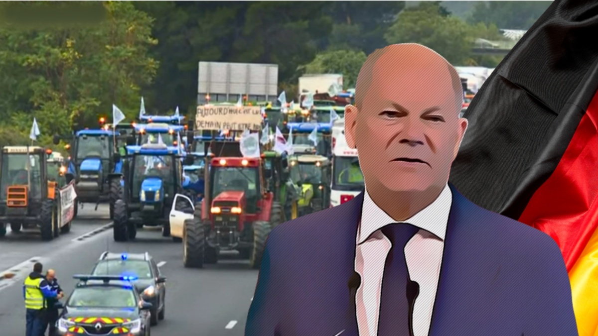 Olaf Scholz trattori camion Germania