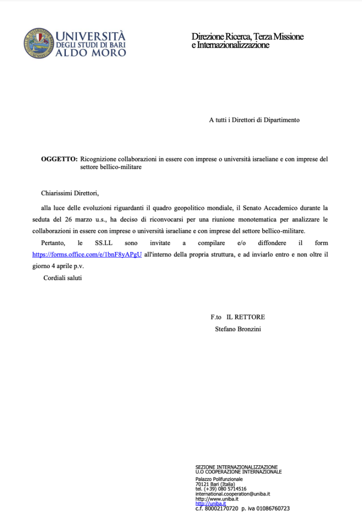 circolare università di Bari