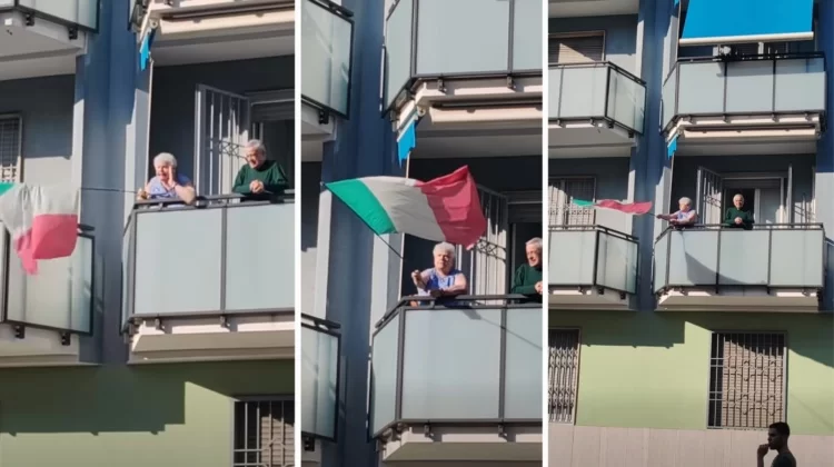 La nonna d’Italia: sventola il Tricolore in faccia ai Pro Pal