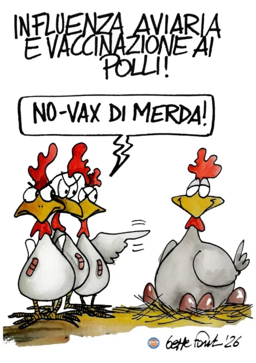 Influenza da pollaio - Vignetta del 25/05/2026 - Sedute Satiriche di Beppe Fantin