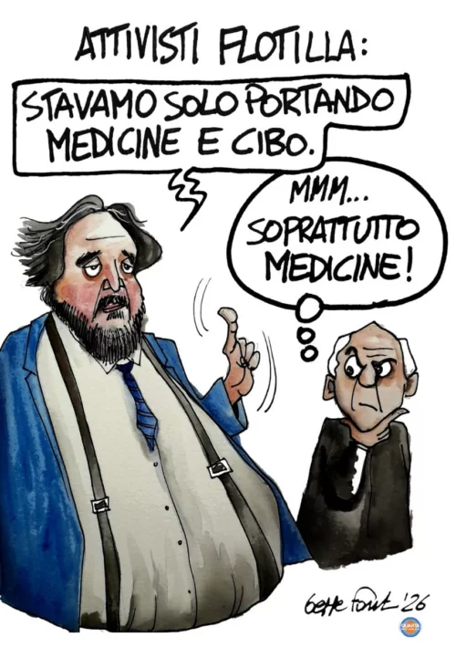 Dubbi in alto mare - Vignetta del 28/05/2026 - Sedute Satiriche di Beppe Fantin