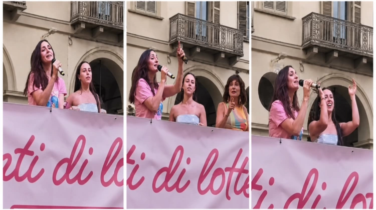 Pride, il patetico monologo Angiolini-Renga. Poi parte la canzone “sbagliata”