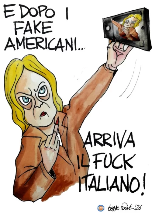 Fake news, vero dito - Vignetta del 25/06/2026 - Sedute Satiriche di Beppe Fantin