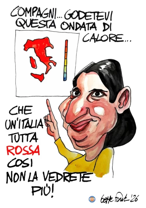 Caldo ideologico - Vignetta del 26/06/2026 - Sedute Satiriche di Beppe Fantin