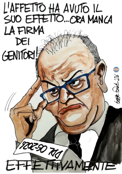 La firma che conta - Vignetta del 09/06/2026 - Sedute Satiriche di Beppe Fantin