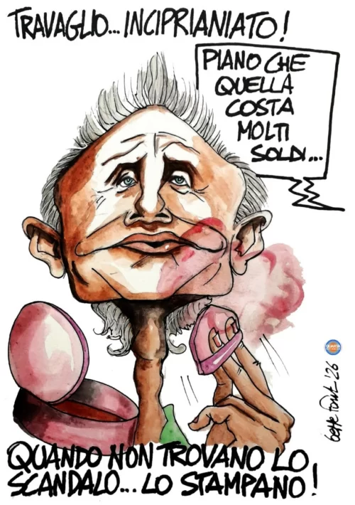 Se lo scandalo non c'è, si confeziona - Vignetta del 13/06/2026 - Sedute Satiriche di Beppe Fantin