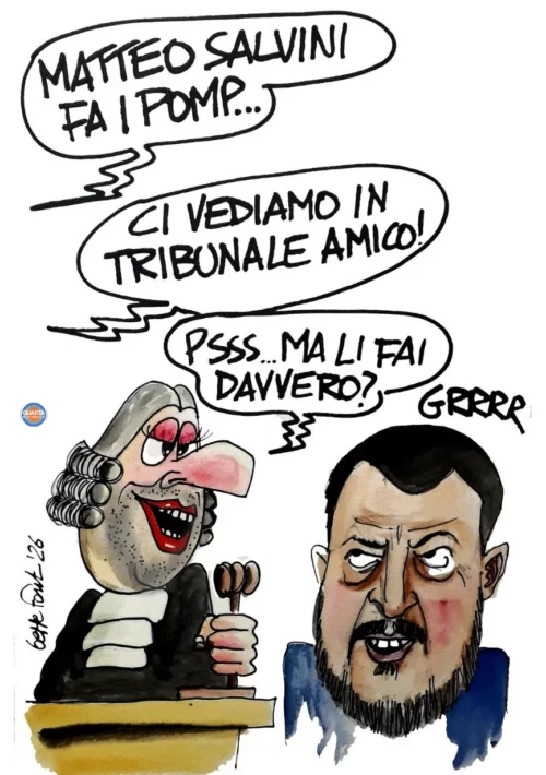 Dal Pride al tribunale - Vignetta del 04/07/2026 - Sedute Satiriche di Beppe Fantin