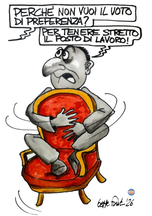 La poltrona prima di tutto - Vignetta del 15/07/2026 - Sedute Satiriche di Beppe Fantin