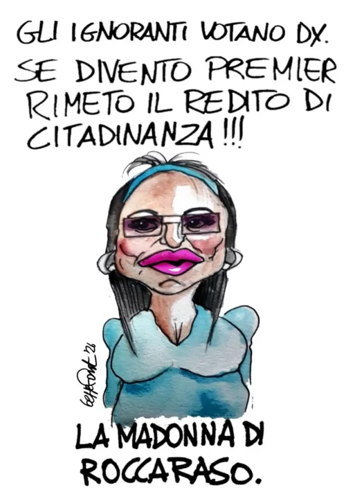 Rita De Crescenzo e gli ignoranti che votano a destra - Vignetta del 31/08/2026 - Sedute Satiriche di Beppe Fantin