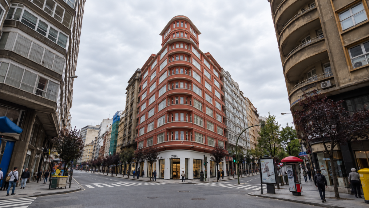 Edificio Zara all’incrocio di A Coruña
