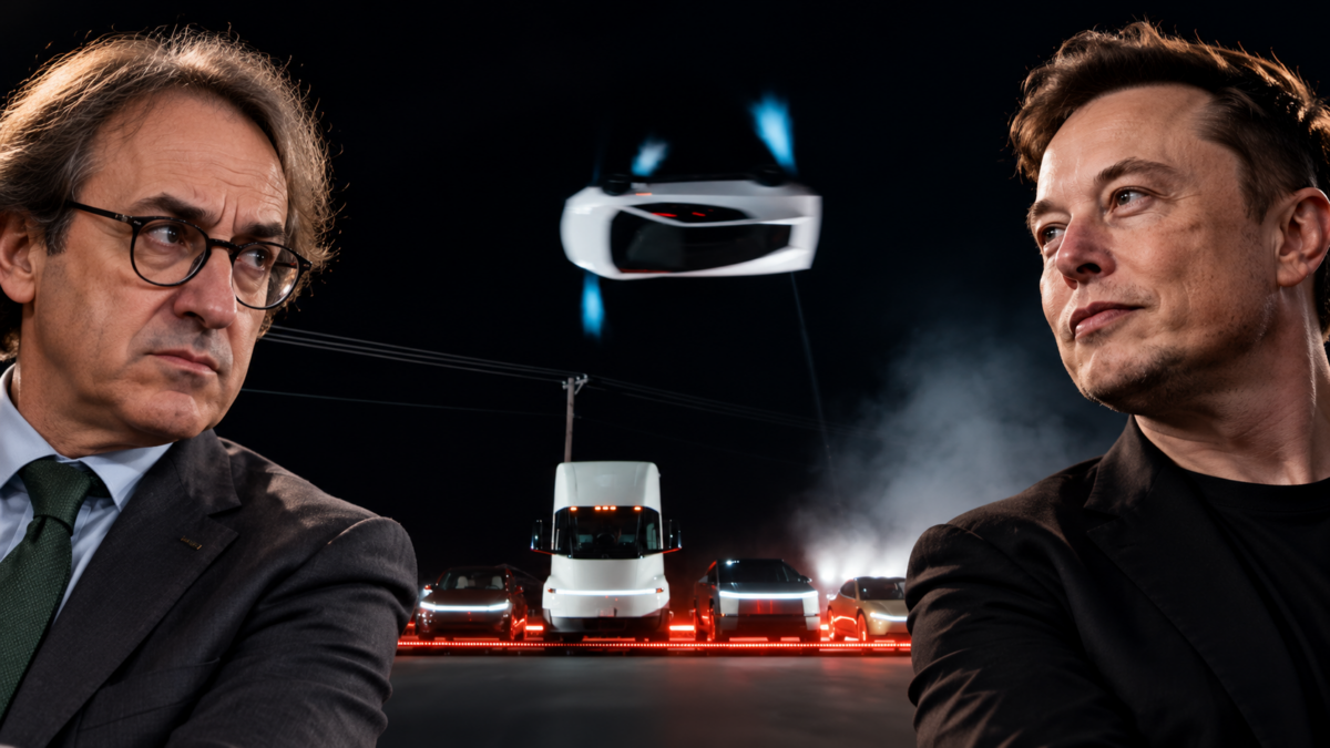 Elon musk e Bonelli tesla volante