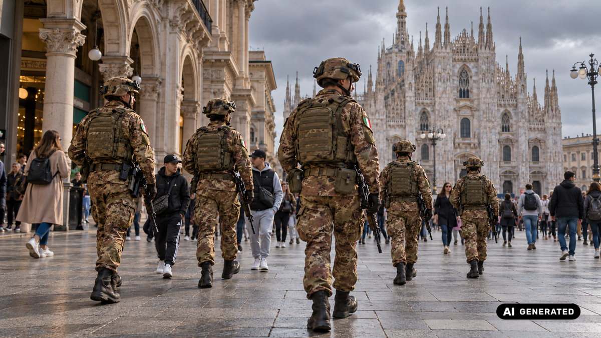 Militari italiani in Piazza del Duomo