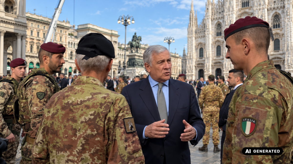 Tajani incontra militari Milano