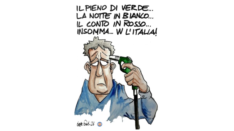 Il tricolore del caro benzina - Vignetta del 04/10/2026