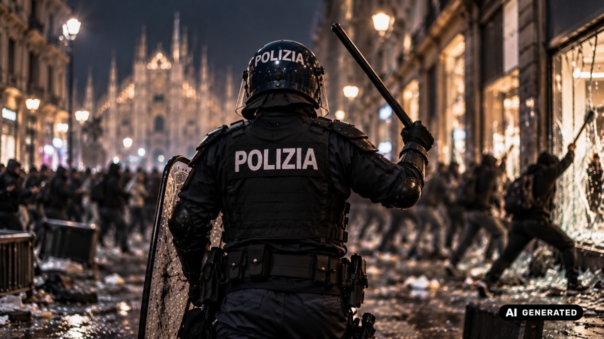 polizia scontri milano
