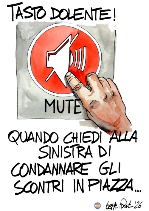 Sinistra in modalità Mute - Vignetta del 26/10/2026 - Sedute Satiriche di Beppe Fantin