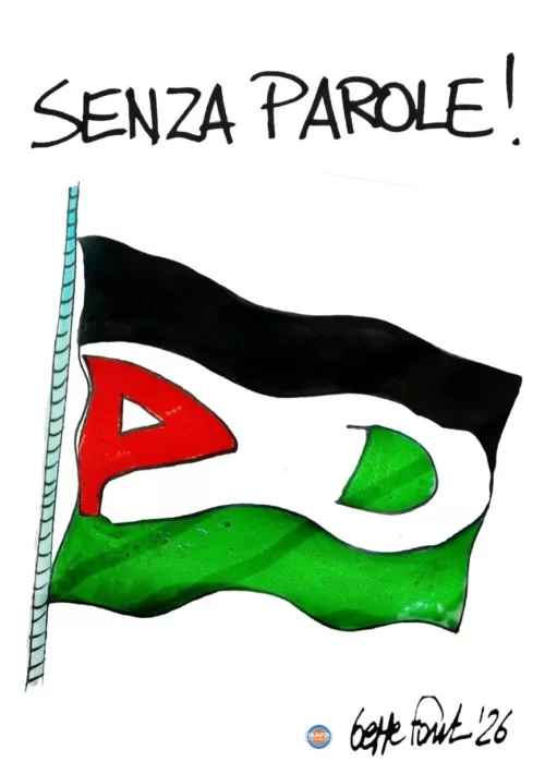 PD: Partito di Palestina? - Vignetta del 29/10/2026 - Sedute Satiriche di Beppe Fantin